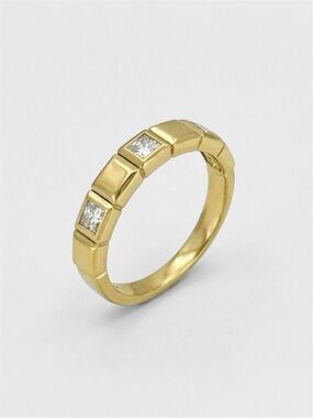 14K Gold Plated Square Cut CZ Stones Band Ring | Minimalist Luxury Jewelry